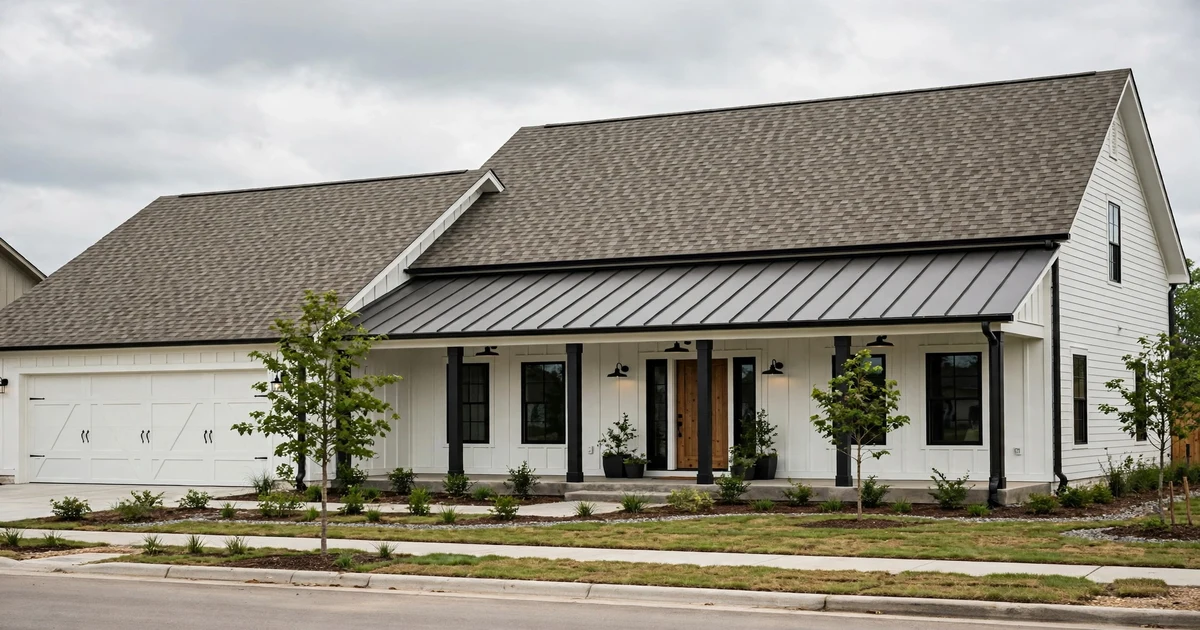 Elyson roof repair in Katy: suburban home with architectural shingle roof