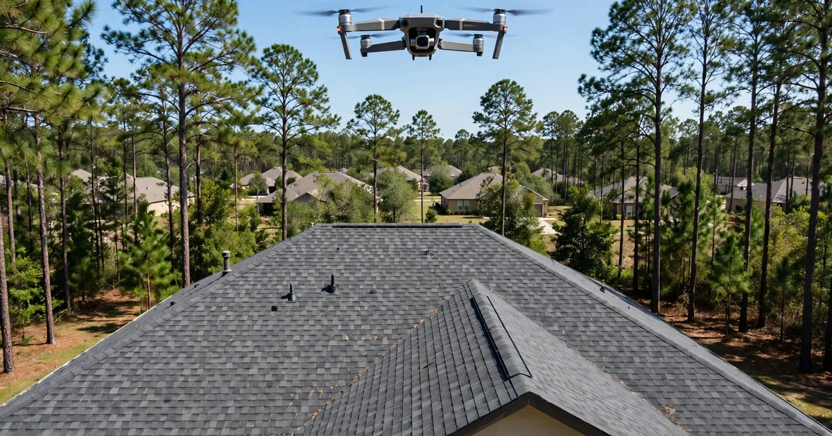 Artavia roof inspection in Conroe: drone survey over the roof