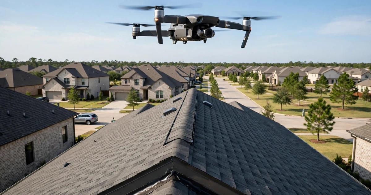 Cinco Ranch roof inspection in Katy: drone survey over the roof