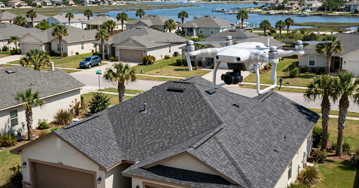 Westland Ranch roof inspection in League City: drone survey over the roof