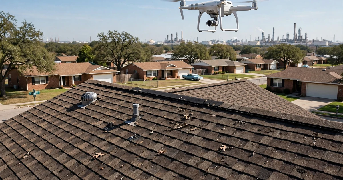 Parkview Manor roof inspection in Pasadena: drone survey over the roof