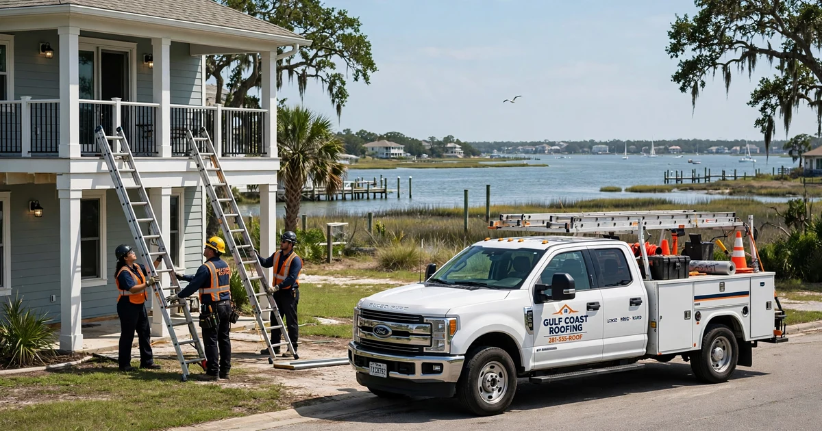 Roofing contractor in League City: professional roofer on a residential roof