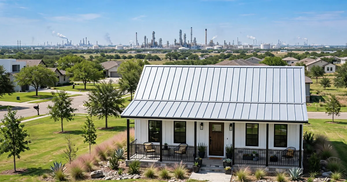 Metal roofing in Village Grove, Pasadena: close-up of raised seams on a new standing-seam metal roof