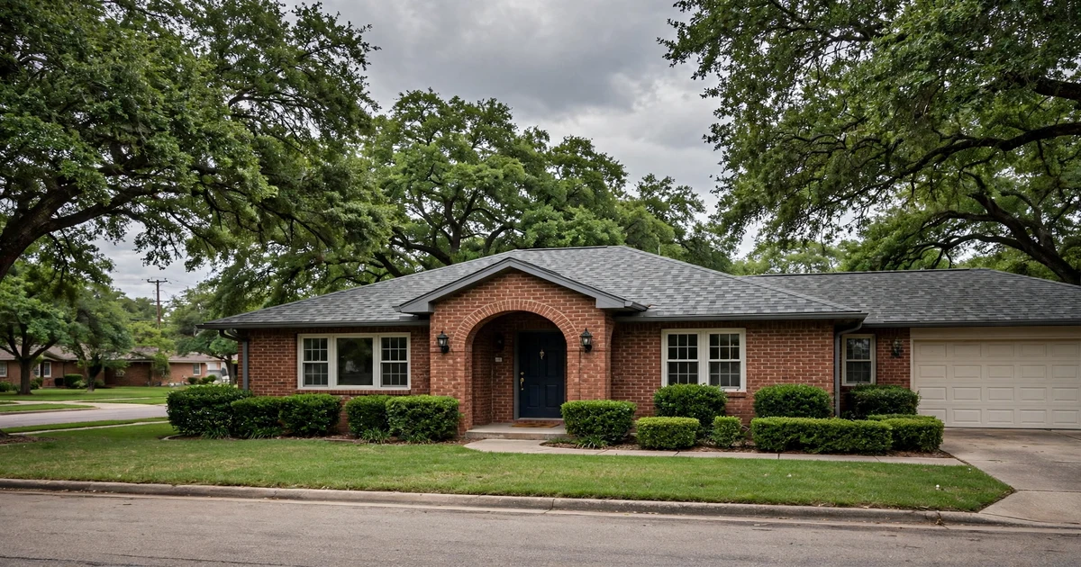 Parkland Village roof repair in Pasadena: suburban home with architectural shingle roof