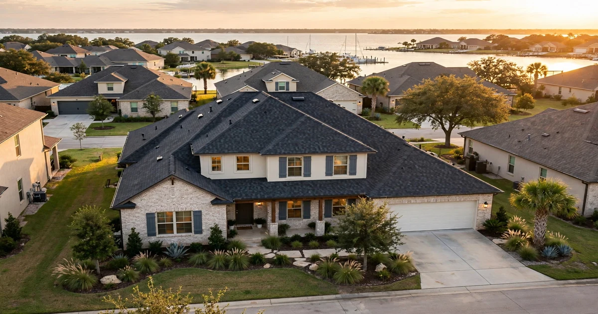 South Shore roof repair in League City: suburban home with architectural shingle roof